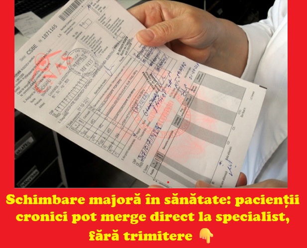 Acces simplificat la medicul specialist: pacienții cronici pot merge direct, fără bilet de trimitere